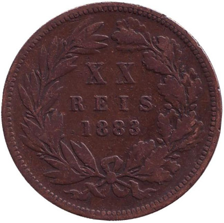 Монета 20 рейсов. 1883 год, Португалия.
