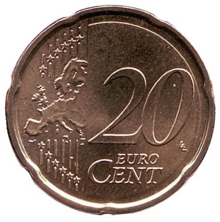 Монета 20 центов. 2018 год (A), Германия. Монета 20 центов. 2018 год (A), Германия.