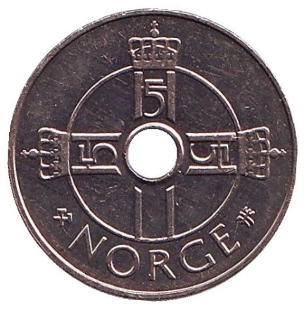 Монета 1 крона. 2000 год, Норвегия. UNC. Птица на виноградной лозе. Монета 1 крона. 2000 год, Норвегия. UNC. Птица на виноградной лозе.