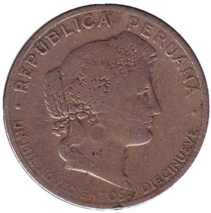 Монета 20 сентаво. 1919 год, Перу.