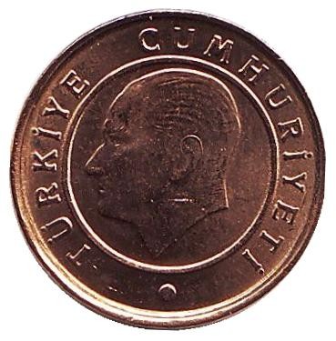 Монета 1 куруш. 2018 год, Турция.