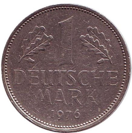 Монета 1 марка. 1976 год (J), ФРГ.