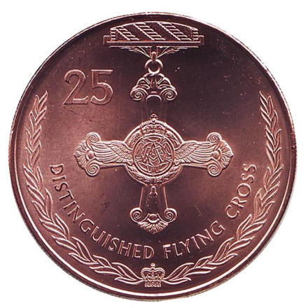 Монета 25 центов. 2017 год, Австралия. Крест за лётные заслуги. Легенды АНЗАК. Медали почета.
