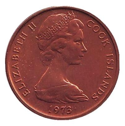 Монета 1 цент. 1973 год, Острова Кука. UNC. Лист Таро.