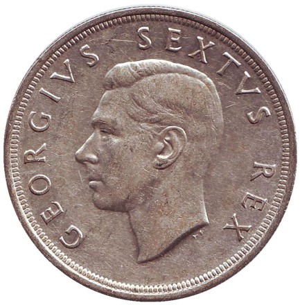 Монета 5 шиллингов. 1952 год, ЮАР. 300 лет основанию Кейптауна.