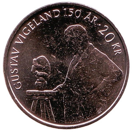 Монета 20 крон. 2019 год, Норвегия. 150 лет со дня рождения Густава Вигеланда.
