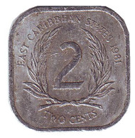Монета 2 цента. 1981 год, Восточно-Карибские государства.