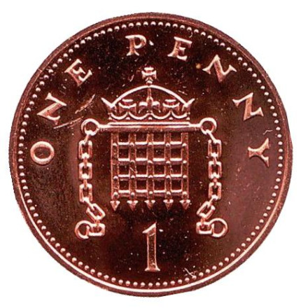Монета 1 пенни. 1991 год, Великобритания. BU.