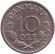 Монета 10 эре. 1972 год, Дания.