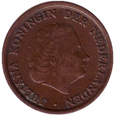 Монета 1 цент. 1952 год, Нидерланды.