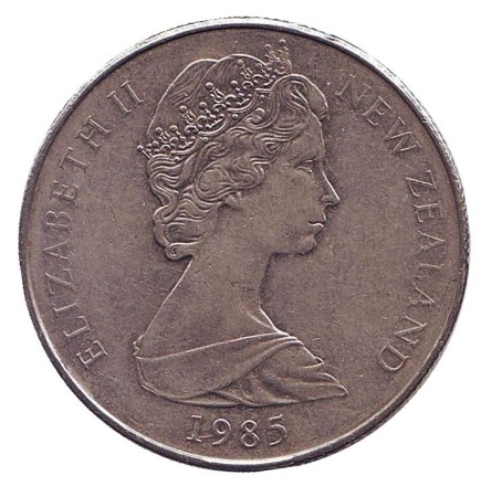 Монета 50 центов. 1985 год, Новая Зеландия. Парусник "Endeavour".