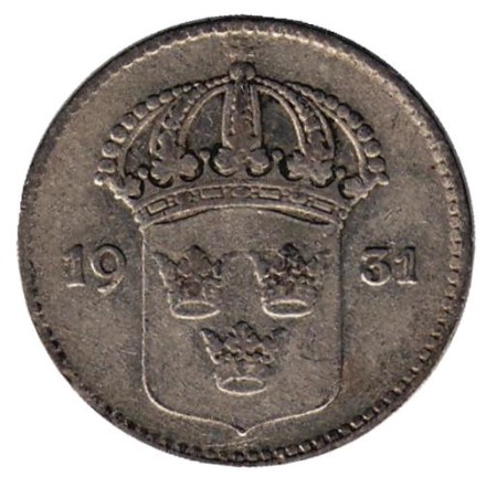 Монета 10 эре. 1931 год. Швеция. Монета 10 эре. 1931 год. Швеция.