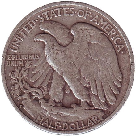 Монета 50 центов. 1942 год (D), США. Шагающая свобода. Монета 50 центов. 1942 год (D), США. Шагающая свобода.