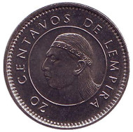 Монета 20 сентаво. 1999 год, Гондурас. Монета 20 сентаво. 1999 год, Гондурас.