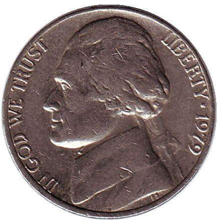 Монета 5 центов. 1979 год (P), США. Джефферсон. Монтичелло.