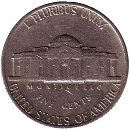 Монета 5 центов. 1979 год (P), США. Джефферсон. Монтичелло.