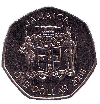 Монета 1 доллар. 2006 год, Ямайка. Александр Бустаманте - национальный герой Ямайки.