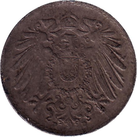Монета 5 пфеннигов. 1918 год (D), Германская империя. Монета 5 пфеннигов. 1918 год (D), Германская империя.