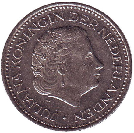 Монета 1 гульден. 1970 год, Нидерланды.