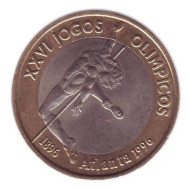 Монета 200 эскудо. 1996 год, Португалия. XXVI летние Олимпийские игры (Атланта-1996). Монета 200 эскудо. 1996 год, Португалия. XXVI летние Олимпийские игры (Атланта-1996).