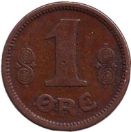 Монета 1 эре. 1921 год, Дания. Монета 1 эре. 1921 год, Дания.
