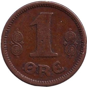 Монета 1 эре. 1921 год, Дания.