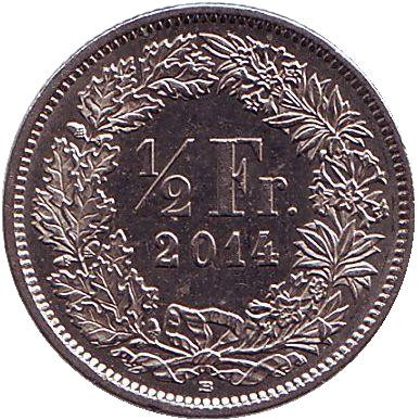 Монета 1/2 франка. 2014 год, Швейцария.