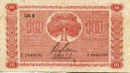 Банкнота 10 марок. 1945 год, Финляндия. Банкнота 10 марок. 1945 год, Финляндия.