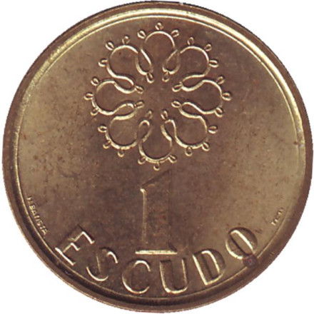 Монета 1 эскудо. 1991 год, Португалия.
