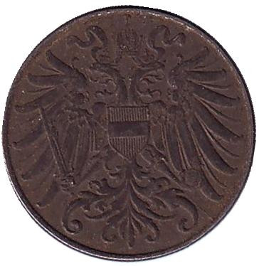 Монета 2 геллера. 1917 год, Австро-Венгерская империя. Австрийский тип. Монета 2 геллера. 1917 год, Австро-Венгерская империя. Австрийский тип.