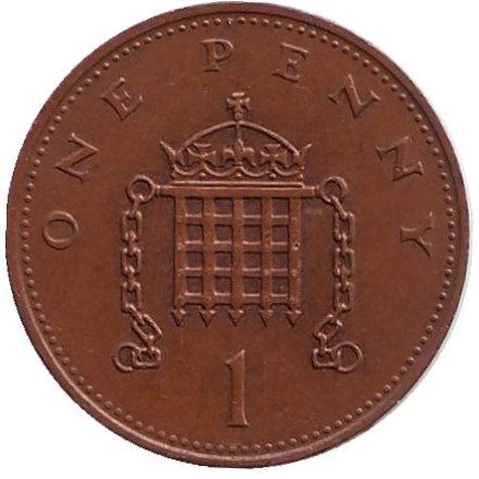 Монета 1 пенни. 1985 год, Великобритания.