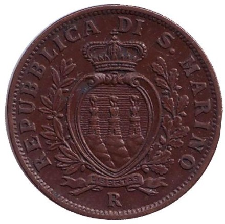 Монета 10 чентезимо. 1937 год, Сан-Марино. Монета 10 чентезимо. 1937 год, Сан-Марино.