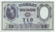 Банкнота 10 крон. 1957 год, Швеция. Банкнота 10 крон. 1957 год, Швеция.