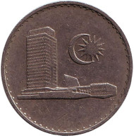 Монета 50 сен. 1973 год, Малайзия. Здание парламента. Монета 50 сен. 1973 год, Малайзия. Здание парламента.