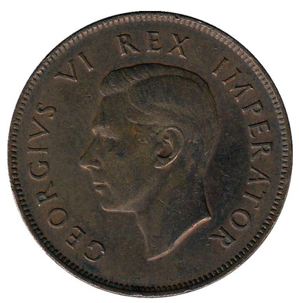 Монета 1 пенни. 1945 год, Южная Африка. Корабль "Дромедарис".