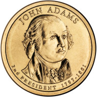 2-й президент США. Джон Адамс. Монетный двор D. 1 доллар, 2007 год, США. 2-й президент США. Джон Адамс. Монетный двор D. 1 доллар, 2007 год, США.