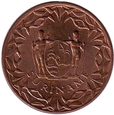 Монета 1 цент. 1966 год, Суринам.