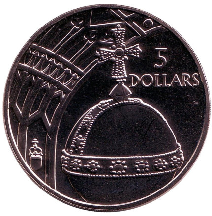 Монета 5 долларов. 2002 год, Соломоновы острова. Держава.
