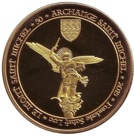 Мон-Сен-Мишель. Архангел Михаил. Сувенирный жетон, Франция. Мон-Сен-Мишель. Архангел Михаил. Сувенирный жетон, Франция.