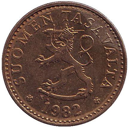 Монета 10 пенни. 1982 год, Финляндия.