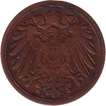 Монета 1 пфенниг. 1893 год (A), Германская империя. Монета 1 пфенниг. 1893 год (A), Германская империя.