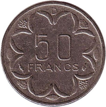 Монета 50 франков. 1985 год (D), Центральные Африканские штаты. Африканские антилопы. (Западные канны). Монета 50 франков. 1985 год (D), Центральные Африканские штаты. Африканские антилопы. (Западные канны).