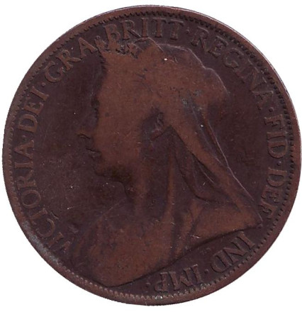 Монета 1 пенни. 1900 год, Великобритания.