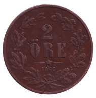 Монета 2 эре. 1866 год, Швеция. Монета 2 эре. 1866 год, Швеция.