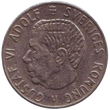 Монета 1 крона. 1969 год, Швеция.