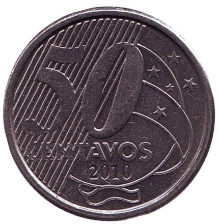 Монета 50 сентаво. 2010 год, Бразилия. Хосе Паранхос. Монета 50 сентаво. 2010 год, Бразилия. Хосе Паранхос.