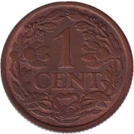 Монета 1 цент. 1929 год, Нидерланды. Монета 1 цент. 1929 год, Нидерланды.