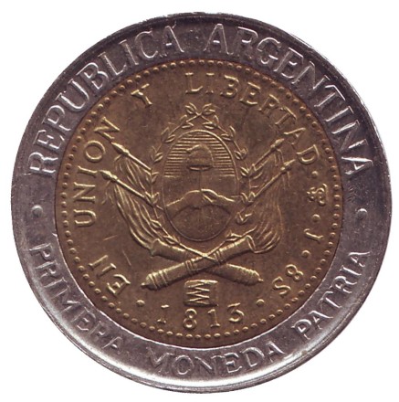 Монета 1 песо. 2009 год, Аргентина. Без отметки монетного двора.