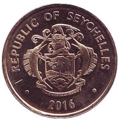Монета 5 центов. 2016 год, Сейшельские острова. Чёрная улитка.