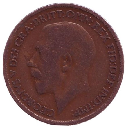 Монета 1/2 пенни. 1922 год, Великобритания.